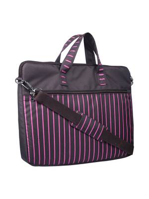 Streak Brown and Pink Striped Polyester Laptop bag 2