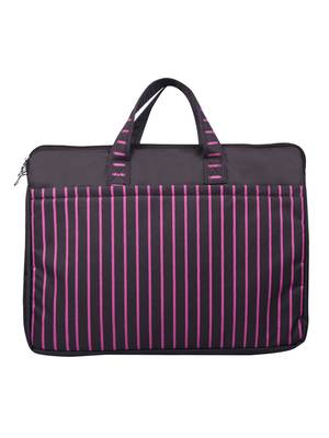 Streak Brown and Pink Striped Polyester Laptop bag 3
