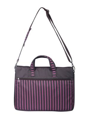 Streak Brown and Pink Striped Polyester Laptop bag 5