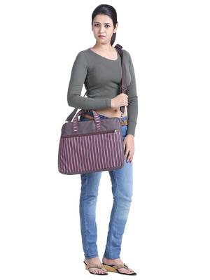 Streak Brown and Pink Striped Polyester Laptop bag 6