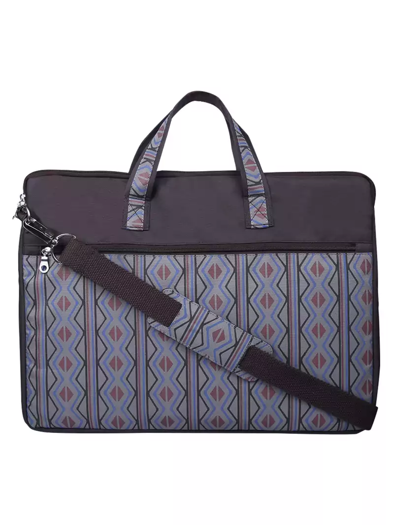 Neon Brown and Blue Printed Polyester Laptop bag