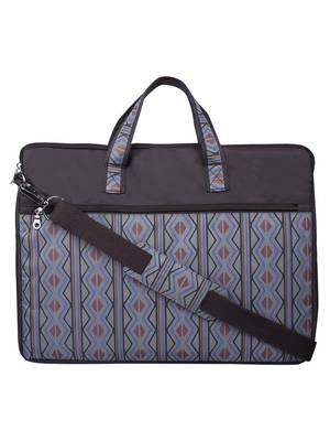 Neon Brown and Blue Printed Polyester Laptop bag 1