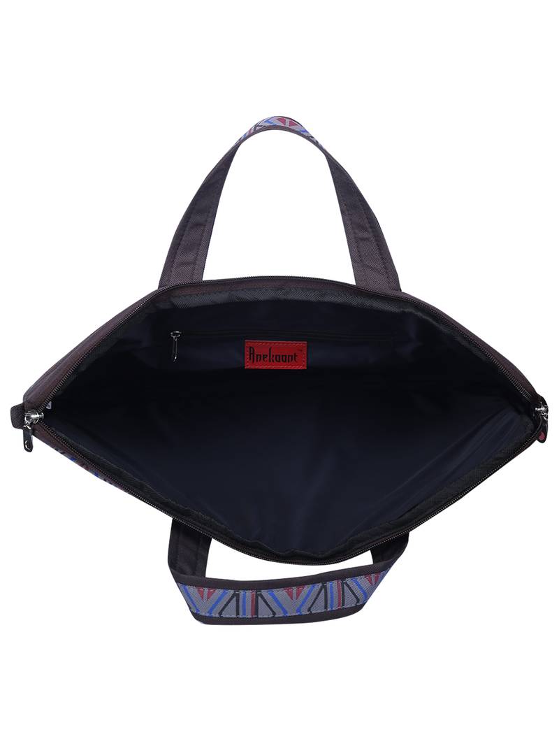 Neon Brown and Blue Printed Polyester Laptop bag