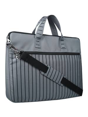 Streak Grey Striped Polyester Laptop bag 2