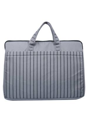 Streak Grey Striped Polyester Laptop bag 3
