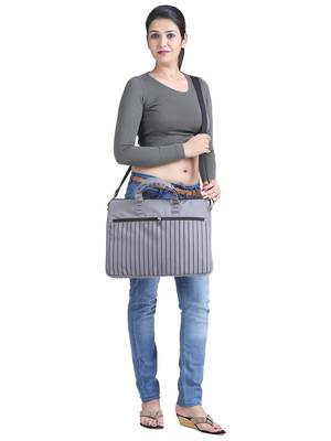 Streak Grey Striped Polyester Laptop bag 6