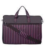 Streak Brown and Pink Striped Polyester Laptop bag