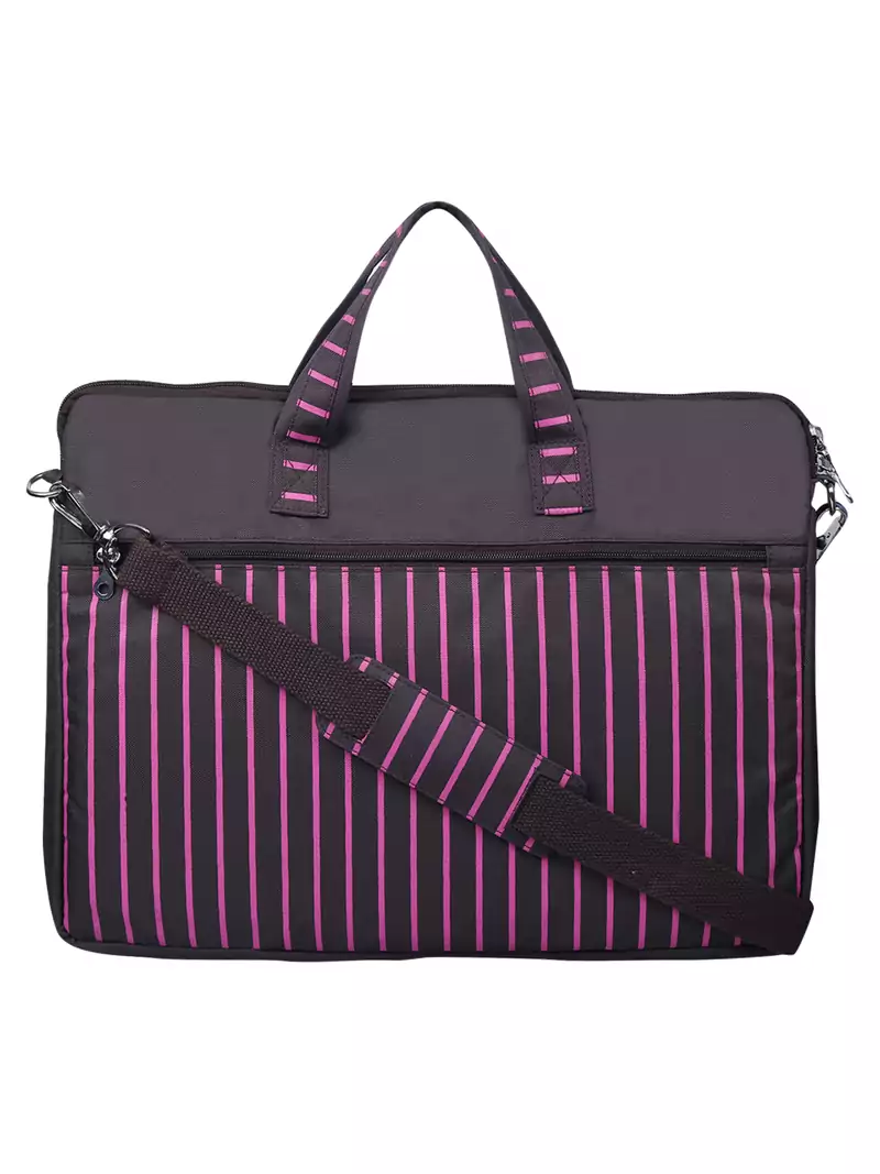 Streak Brown and Pink Striped Polyester Laptop bag