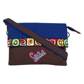 Florid Blue Canvas Sling Bag 1