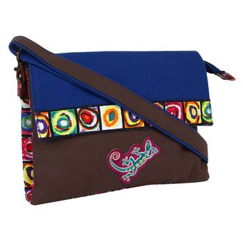 Florid Blue Canvas Sling Bag 2
