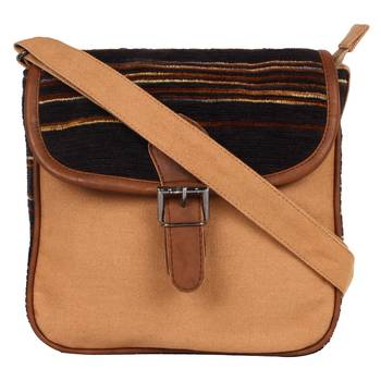 Dash Beige Canvas Sling Bag 1