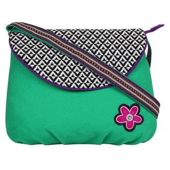 Geomet Green Canvas Sling Bag 1