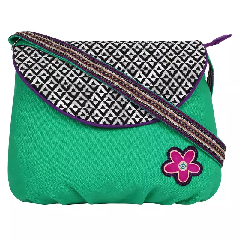 Geomet Green Canvas Sling Bag