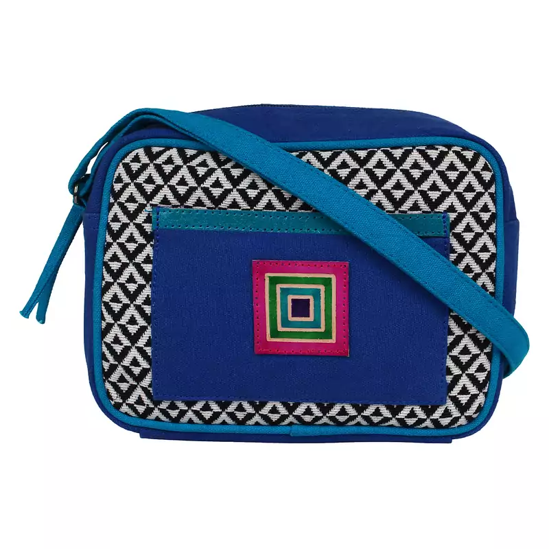 Minikins Blue Jacquard Sling Bag