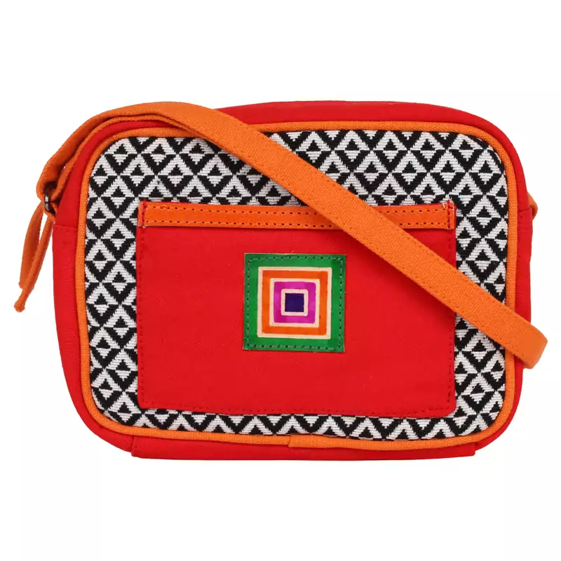 Minikins Orange Jacquard Sling Bag