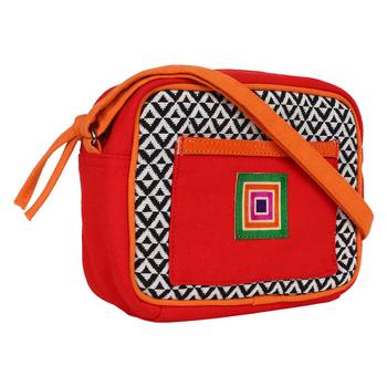 Minikins Orange Jacquard Sling Bag 2
