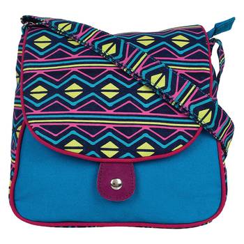 Neon Blue Canvas Sling Bag 1