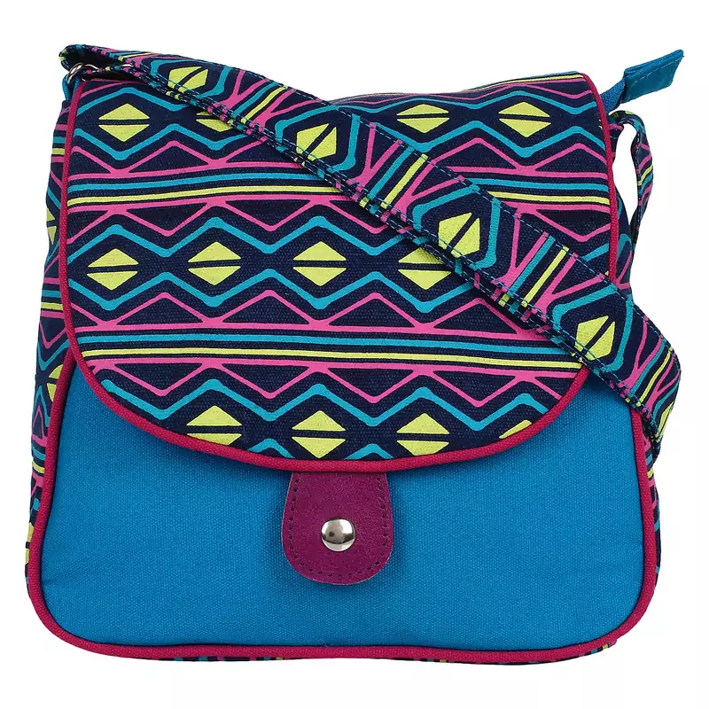 Neon Blue Canvas Sling Bag