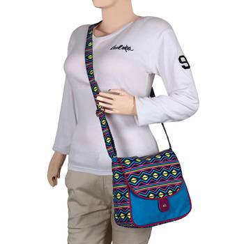 Neon Blue Canvas Sling Bag 6