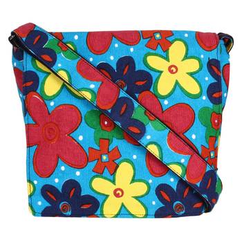 Florid Blue Canvas Sling Bag 1