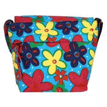 Florid Blue Canvas Sling Bag 3