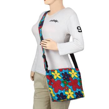 Florid Blue Canvas Sling Bag 6