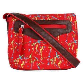 Neon Red Canvas Sling Bag 1