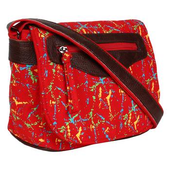 Neon Red Canvas Sling Bag 2