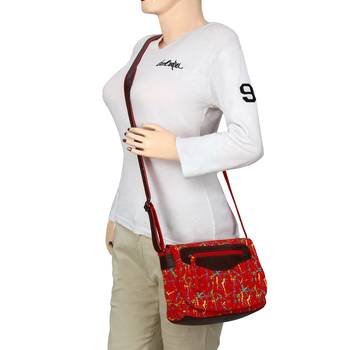 Neon Red Canvas Sling Bag 6