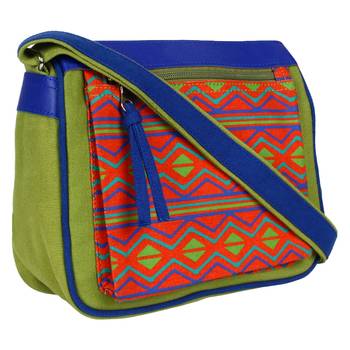 Geomet Green Canvas Sling Bag 2