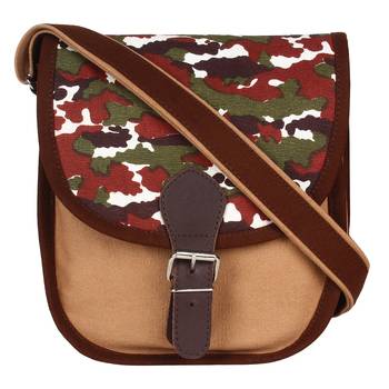 Redherring Brown Canvas Sling Bag 1