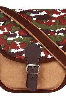 Redherring Brown Canvas Sling Bag