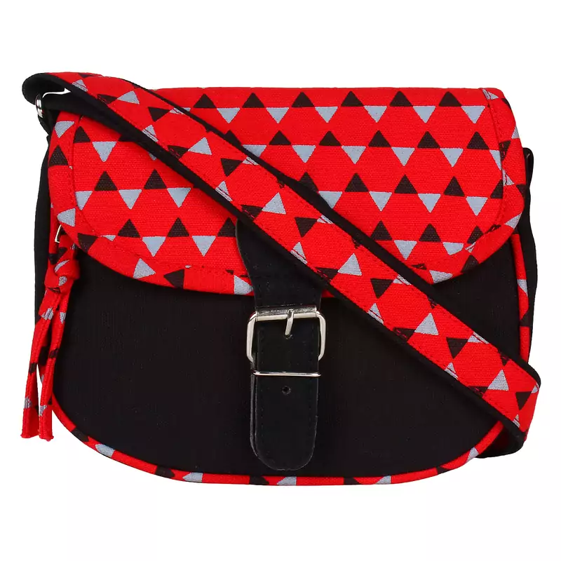 Geomet Red Canvas Sling Bag