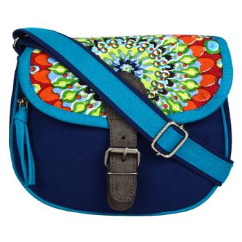 Florid Blue Canvas Sling Bag 1