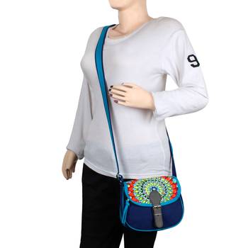 Florid Blue Canvas Sling Bag 7