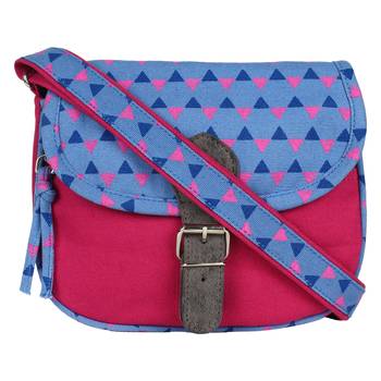 Geomet Pink Canvas Sling Bag 1