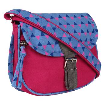 Geomet Pink Canvas Sling Bag 2