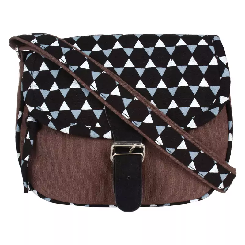 Geomet Brown Canvas Sling Bag