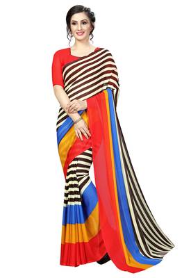 Multicolor printed faux georgette saree with blouse 1