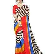 Multicolor printed faux georgette saree with blouse