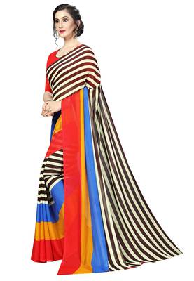 Multicolor printed faux georgette saree with blouse 3