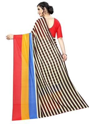 Multicolor printed faux georgette saree with blouse 5