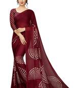 Maroon printed faux georgette saree with blouse