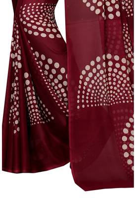 Maroon printed faux georgette saree with blouse 2