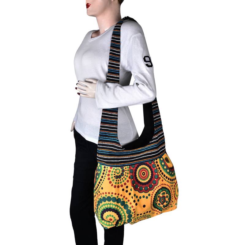 Orb Yellow Canvas Hobo Bag