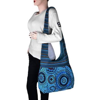 Orb Blue Canvas Hobo Bag 7