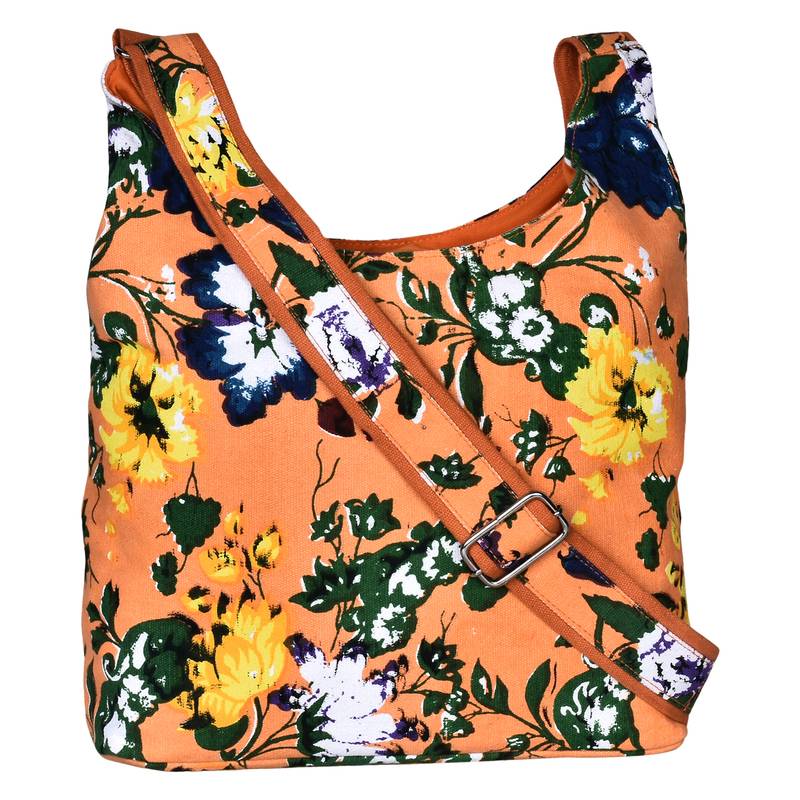 Flora Orange Canvas Sling Bag