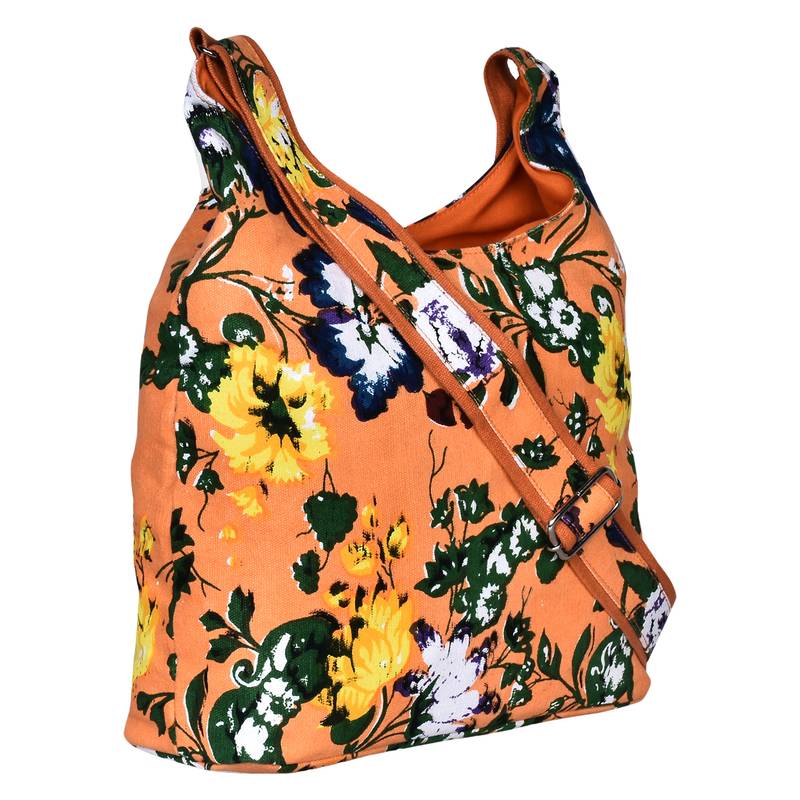 Flora Orange Canvas Sling Bag
