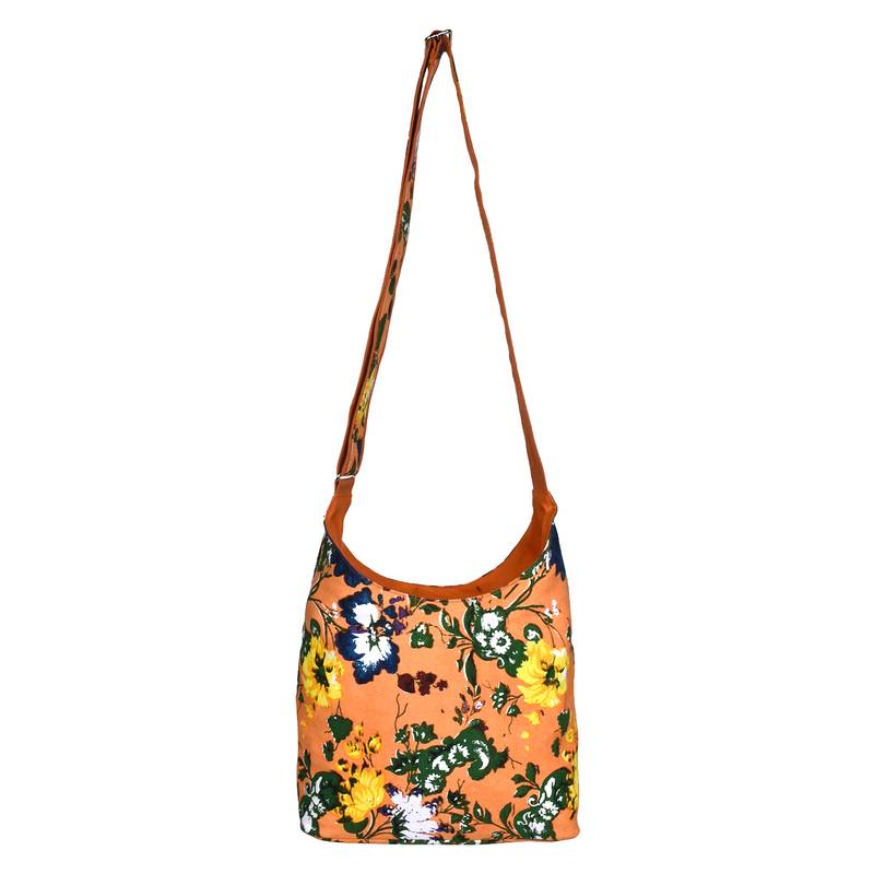 Flora Orange Canvas Sling Bag