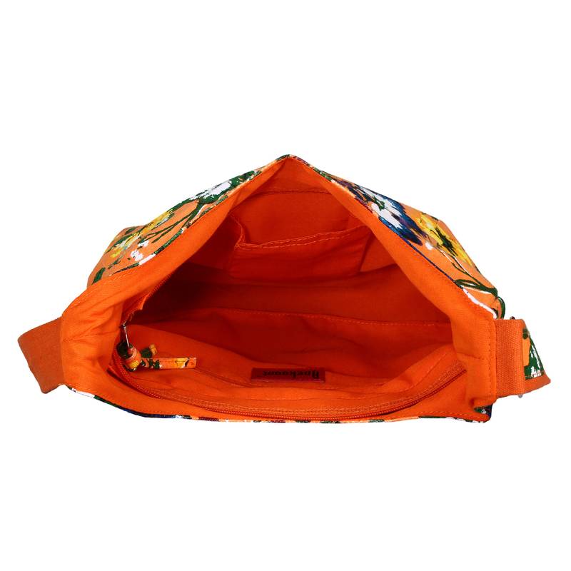 Flora Orange Canvas Sling Bag
